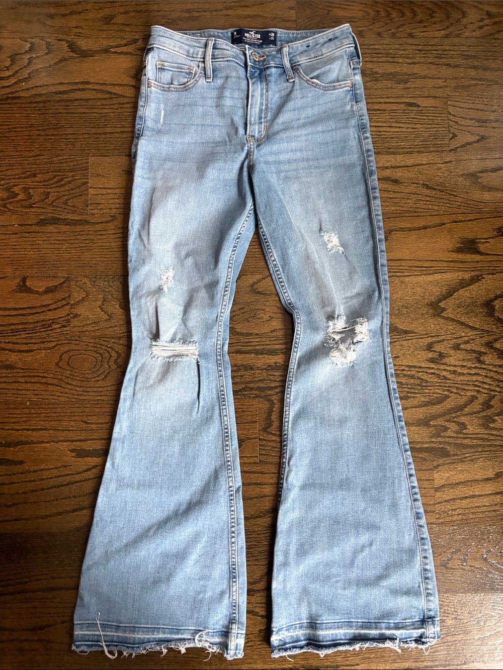 Hollister Light Blue Distressed Flare Jeans - Women's